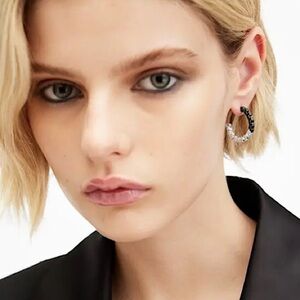 All Saints Skye Box Chain Small Hoop Earrings New